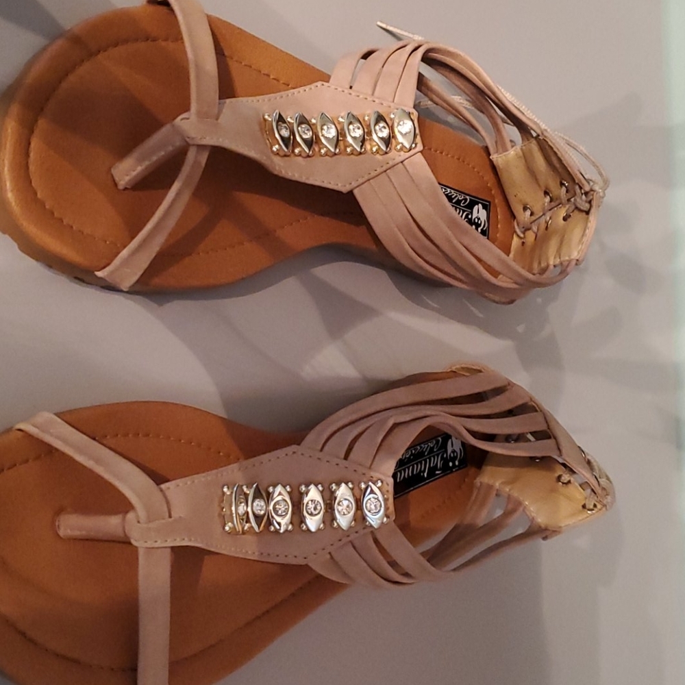 Tan lace up sandals